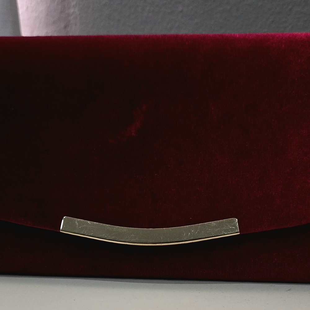 Women's Velvet Clutch Bag in Deep Wine
